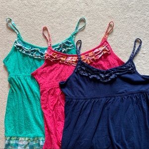 3/$15 Ruffle spaghetti strap top (3 colours)